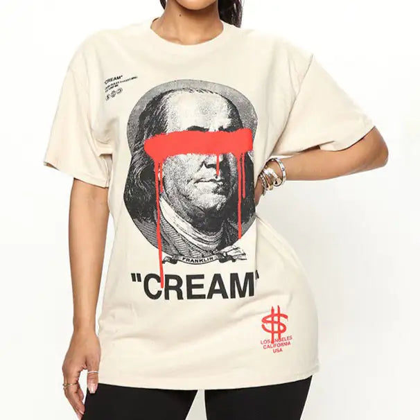 Cream Graphic Oversized Tee